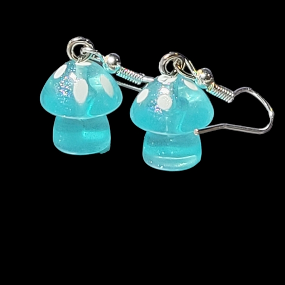 Jewelry - Blue Mushroom Earrings